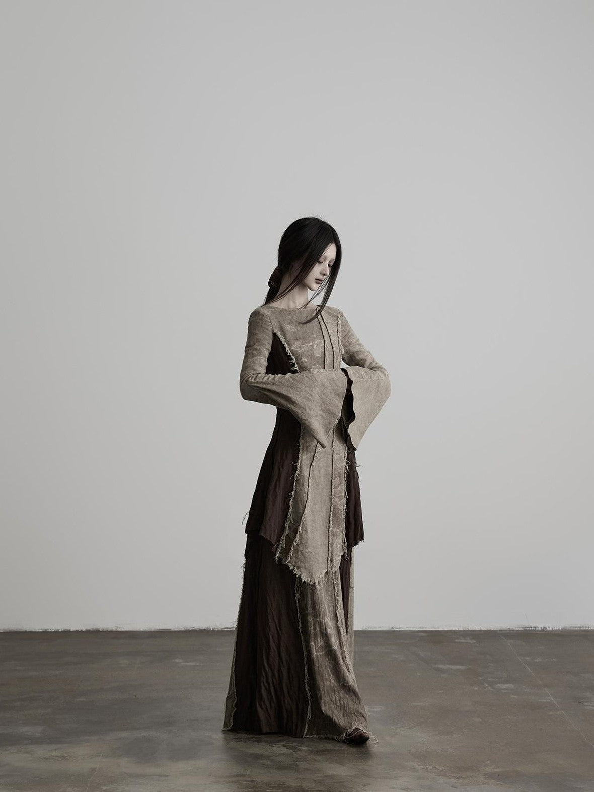 INDULGE Handmade Dyed Raw Edge Linen A Line Women&