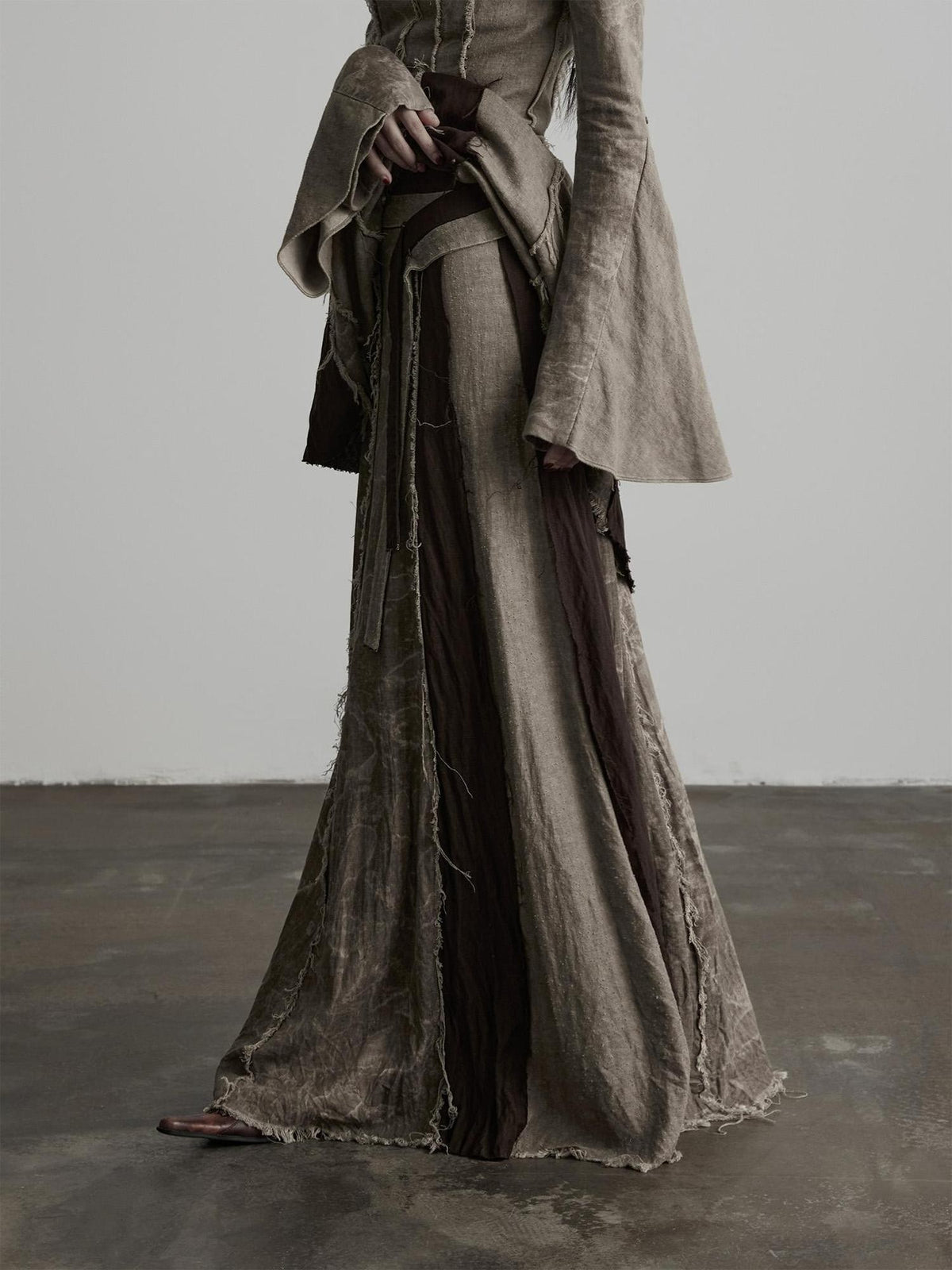 INDULGE Handmade Dyed Raw Edge Linen A Line Women&