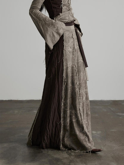 INDULGE Handmade Dyed Raw Edge Linen A Line Women&