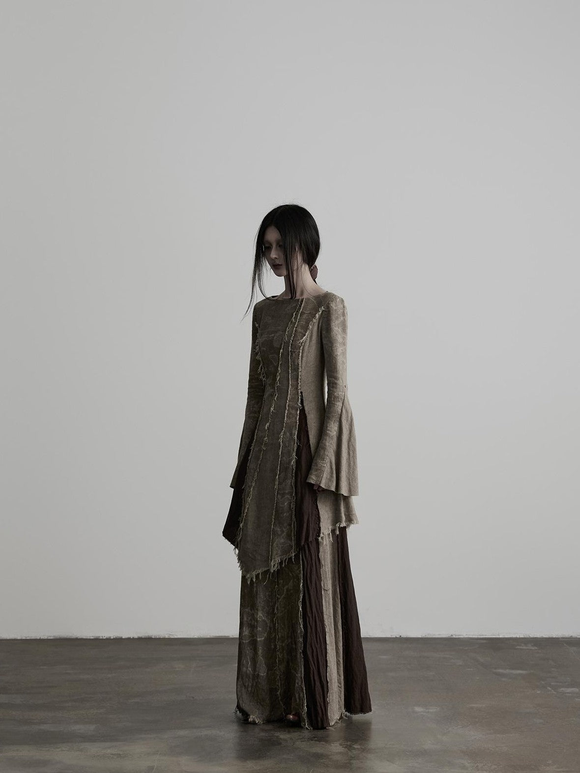 INDULGE Handmade Dyed Raw Edge Linen A Line Women&