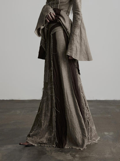 INDULGE Handmade Dyed Raw Edge Linen A Line Women&