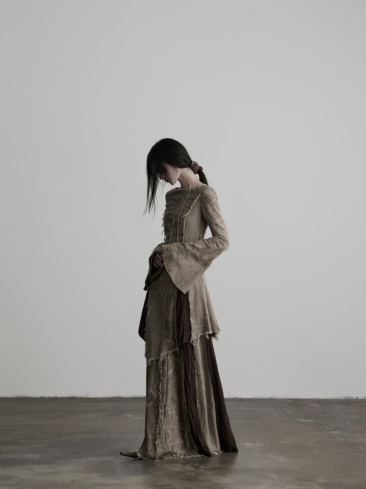 INDULGE Handmade Dyed Raw Edge Linen A Line Women&