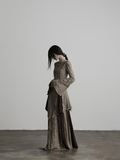 INDULGE Handmade Dyed Raw Edge Linen A Line Women&
