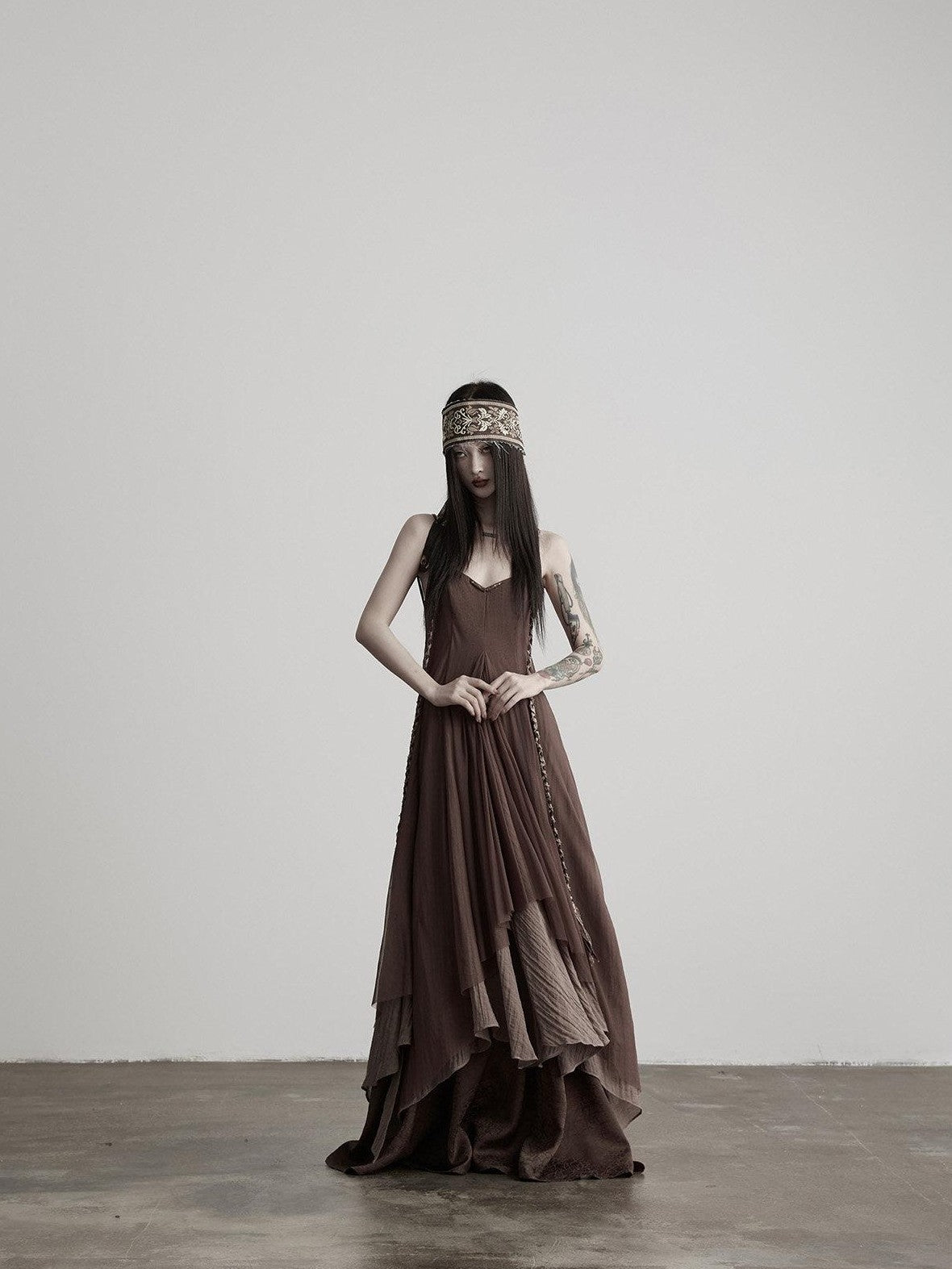 INDULGE Handwoven Beaded Structured Back Tie Drape Women&