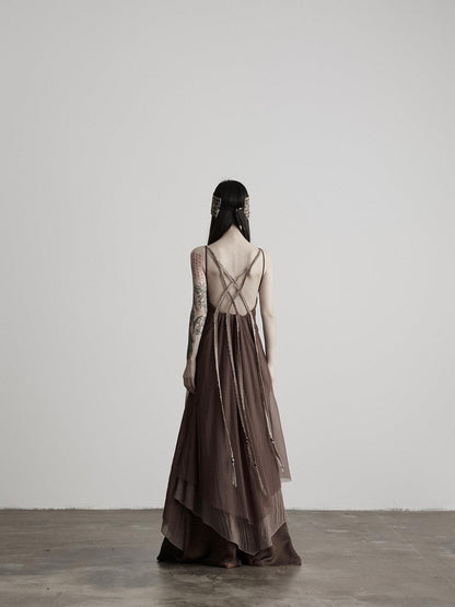 INDULGE Handwoven Beaded Structured Back Tie Drape Women&