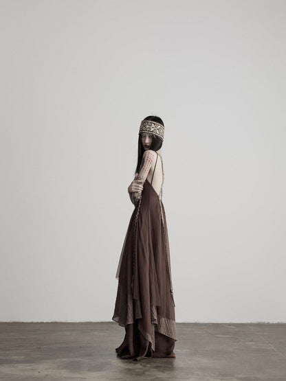 INDULGE Handwoven Beaded Structured Back Tie Drape Women&
