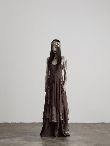 INDULGE Handwoven Beaded Structured Back Tie Drape Women&