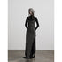 INDULGE High Stretch Asymmetric Cotton Casual Long Sleeve Slim Black Bodycon Maxi Dresses