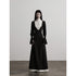 INDULGE High Stretch Cinched Waist Stand Collar Women Black White Bodycon Maxi Dresses
