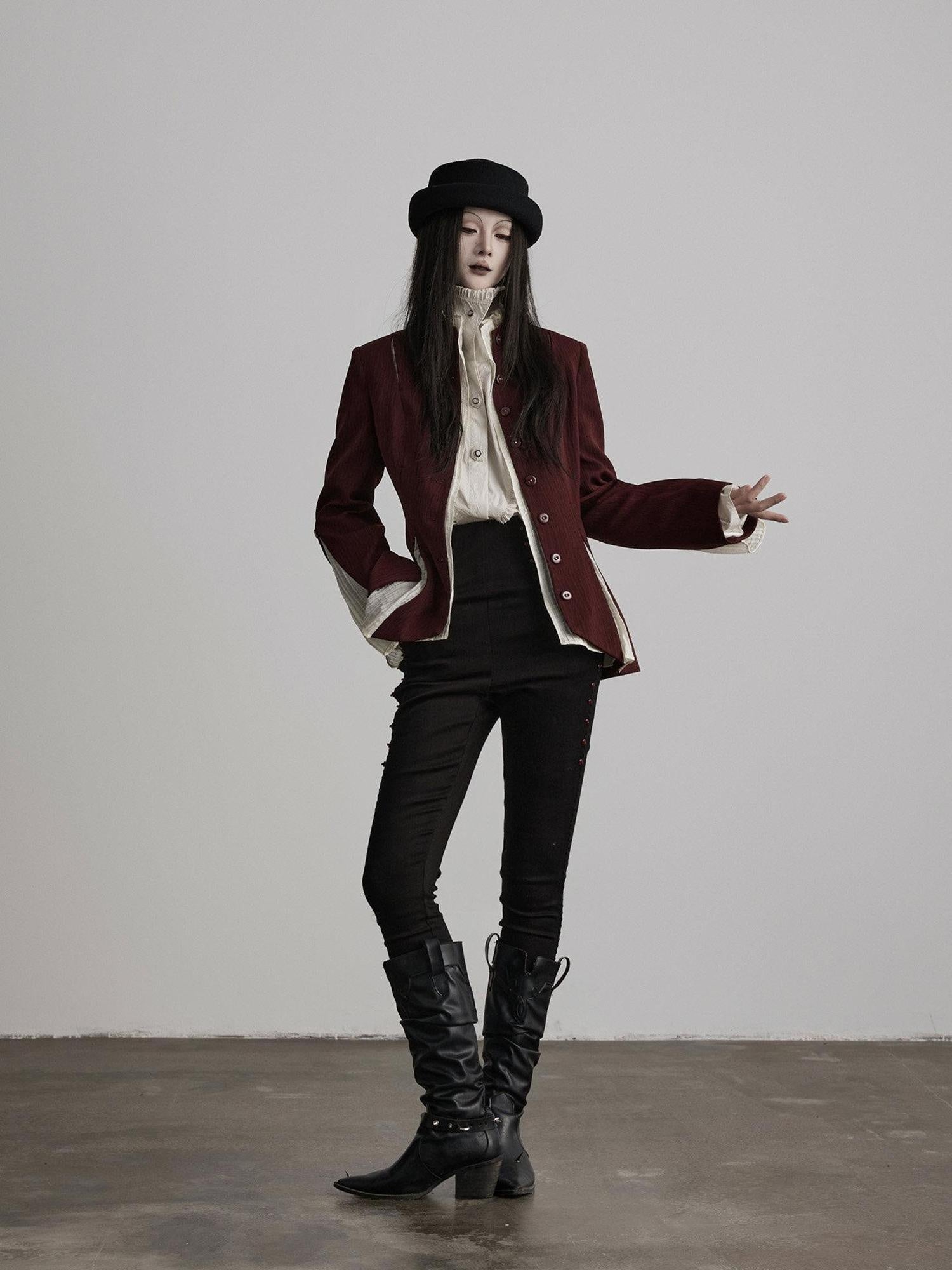 INDULGE High Stretch Non Iron Gothic Studded Skinny Natural Waist Women Black Slim Jeans