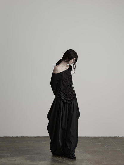 INDULGE Hollow Out Beaded Twisted Asymmetric Shoulder Women&