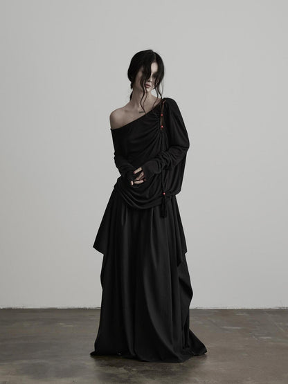 INDULGE Hollow Out Beaded Twisted Asymmetric Shoulder Women&