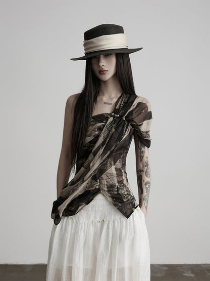 INDULGE_Ink_Wash_Asymmetric_Ruched_One_Shoulder_Waist_Women&