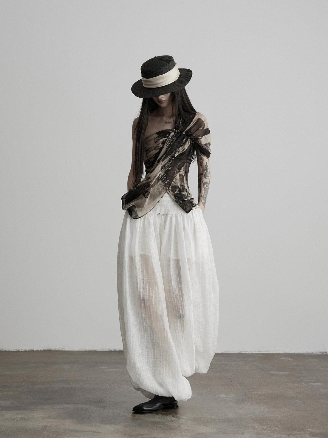 INDULGE Ink Wash Asymmetric Ruched One Shoulder Waist Women&