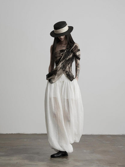 INDULGE Ink Wash Asymmetric Ruched One Shoulder Waist Women&
