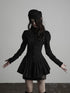INDULGE Jacquard Pleated Cinched Waist Long Sleeve High Neck Women&