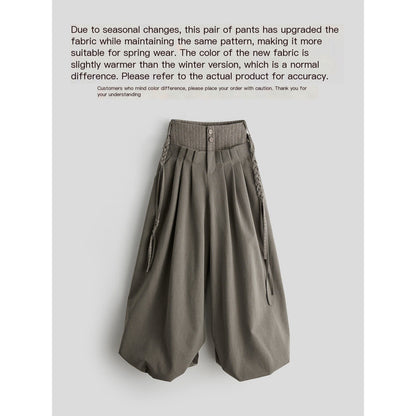 INDULGE Light Camel Patchwork Natural Waist Zipper Fly Casual Women Wide-Leg Pants