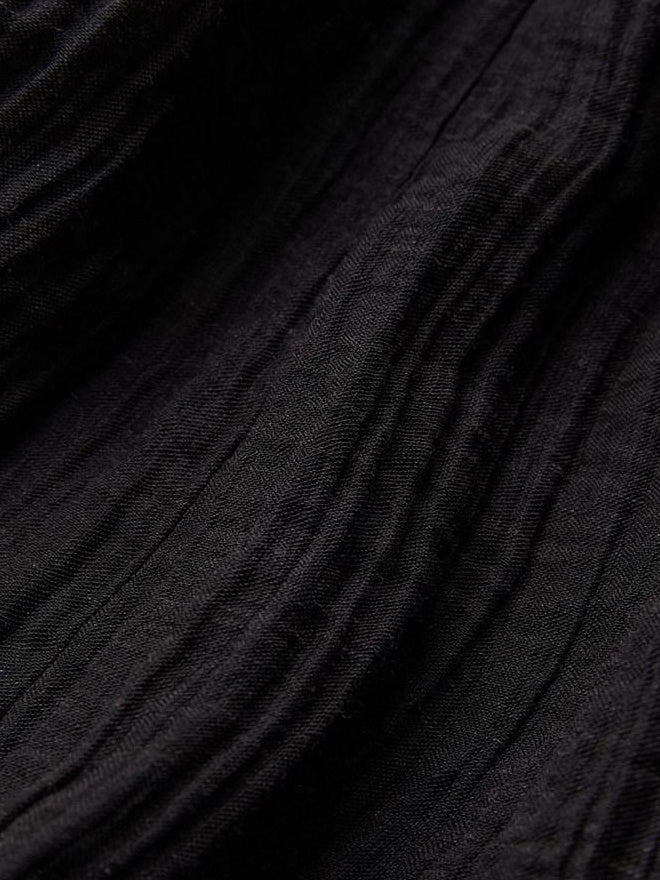 INDULGE Lightweight Linen Slim V-neck Lantern Sleeve Casual Women Black Chiffon Blouses