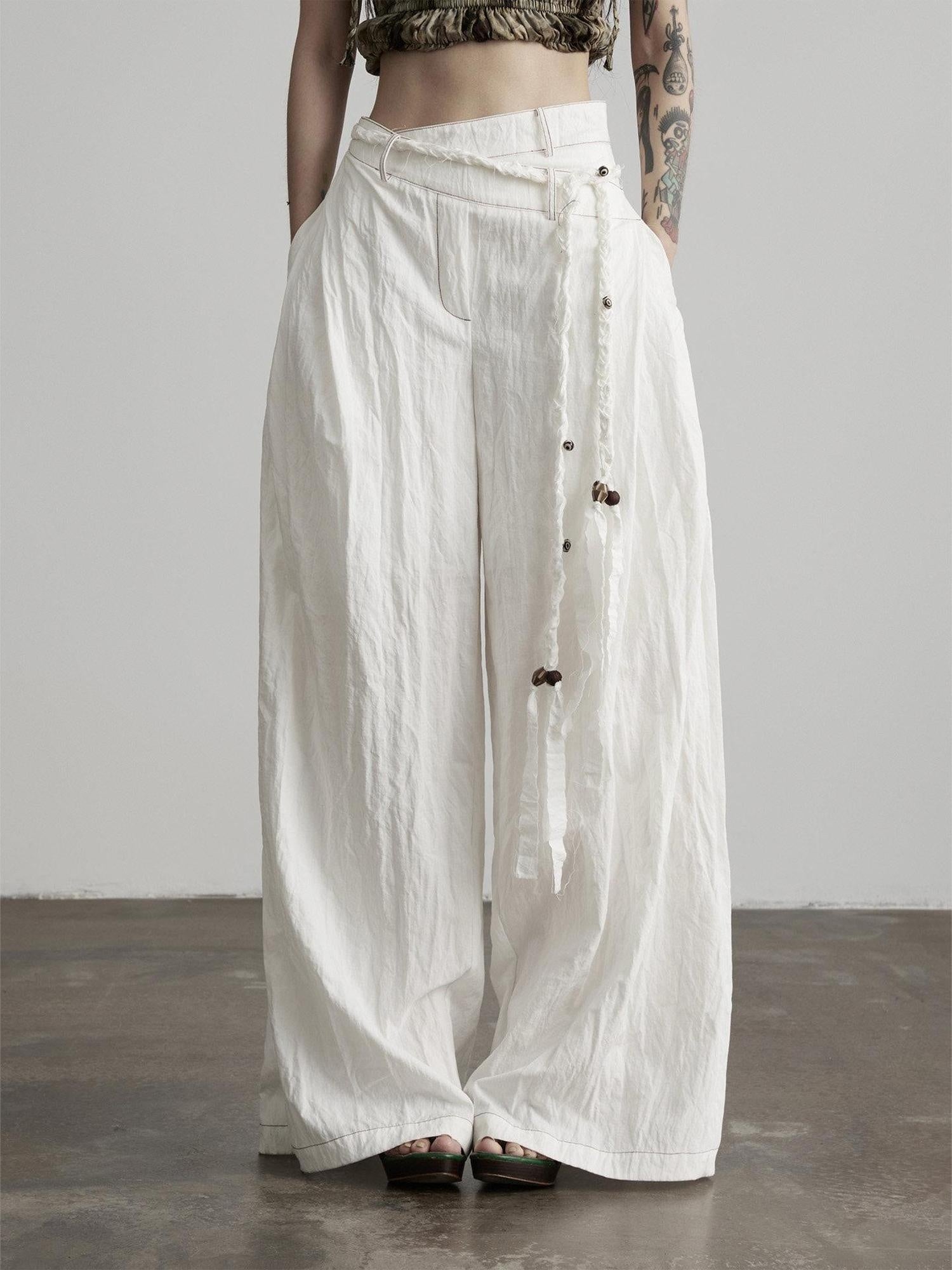 INDULGE Lyocell Blend Shape Retaining Zip Fly Natural Waist Women White Wide-Leg Pants