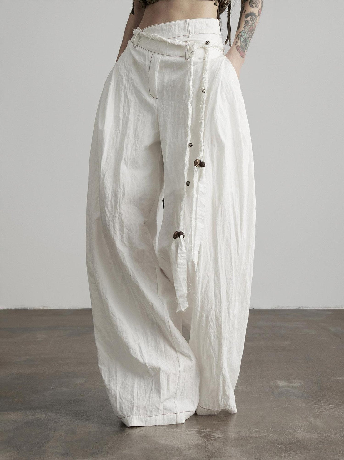 INDULGE Lyocell Blend Shape Retaining Zip Fly Natural Waist Women White Wide-Leg Pants