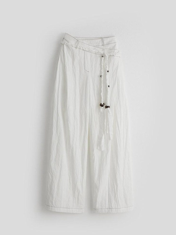 INDULGE Lyocell Blend Shape Retaining Zip Fly Natural Waist Women White Wide-Leg Pants
