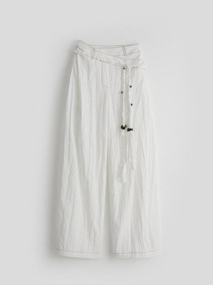 INDULGE Lyocell Blend Shape Retaining Zip Fly Natural Waist Women White Wide-Leg Pants