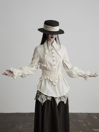 INDULGE Lyocell Pleated Patchwork Slim Casual Women Everyday Blouses