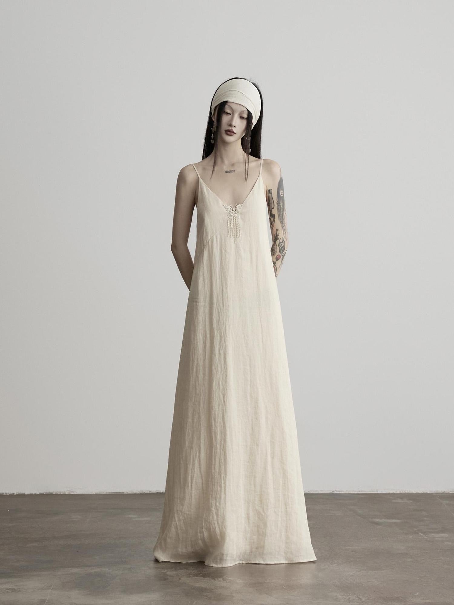 INDULGE Minimalist Hand Beaded A Line V-neck Women&