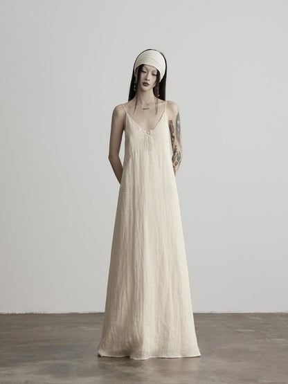 INDULGE Minimalist Hand Beaded A Line V-neck Women&