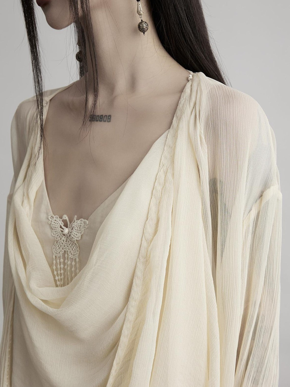 INDULGE Minimalist Hand Beaded A Line V-neck Women&