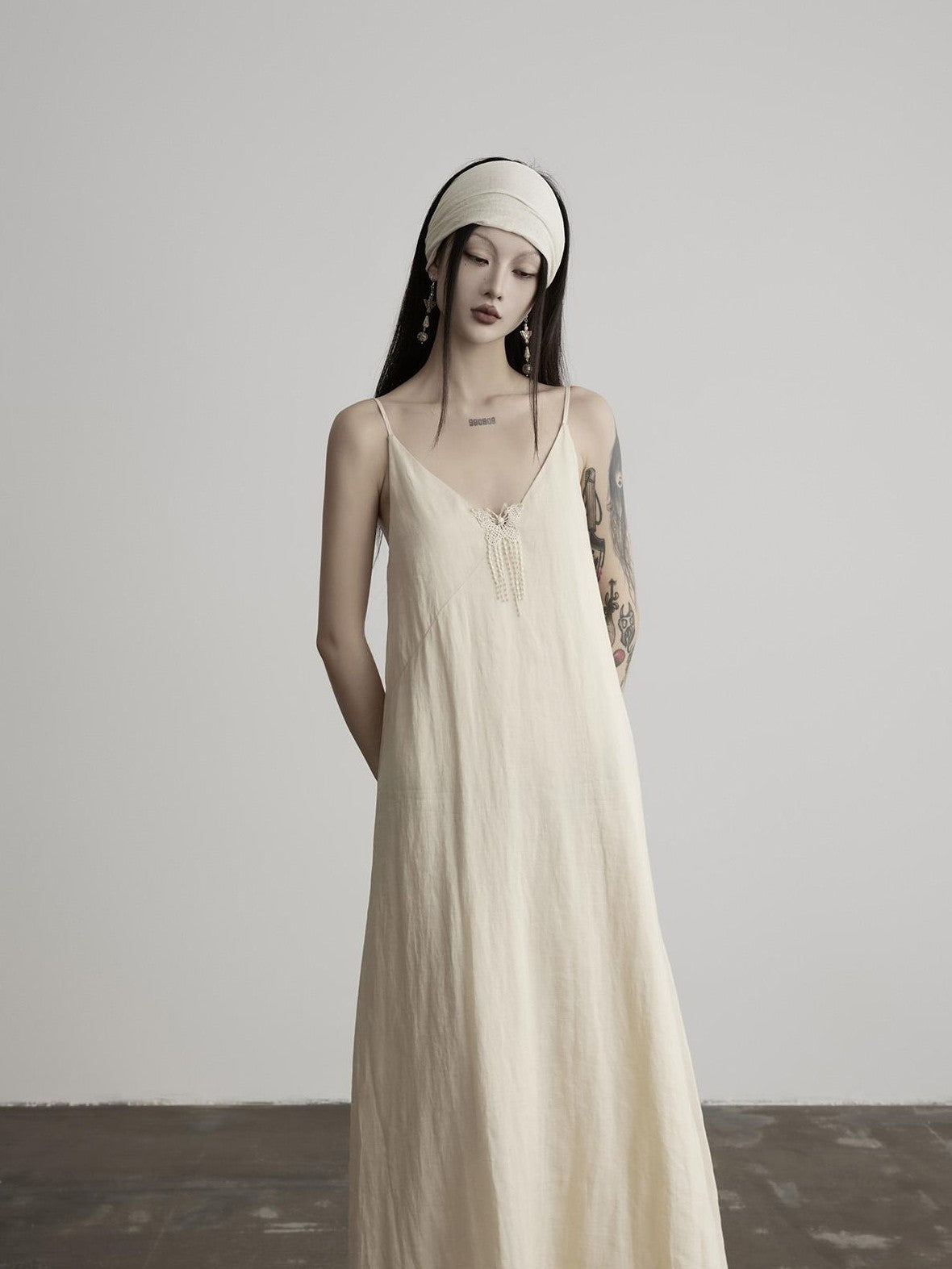 INDULGE Minimalist Hand Beaded A Line V-neck Women&