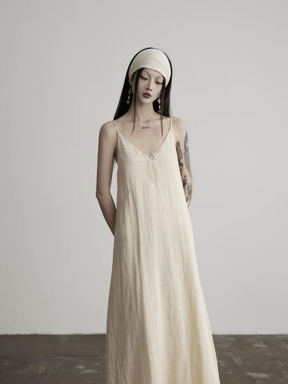 INDULGE Minimalist Hand Beaded A Line V-neck Women&