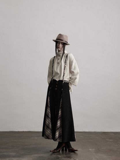 INDULGE No Iron Vintage Knitted A Line Wool Blend Elastic Waist Casual Women Maxi Skirts