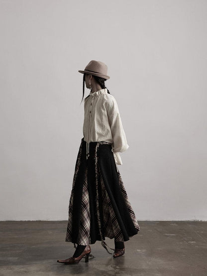 INDULGE No Iron Vintage Knitted A Line Wool Blend Elastic Waist Casual Women Maxi Skirts
