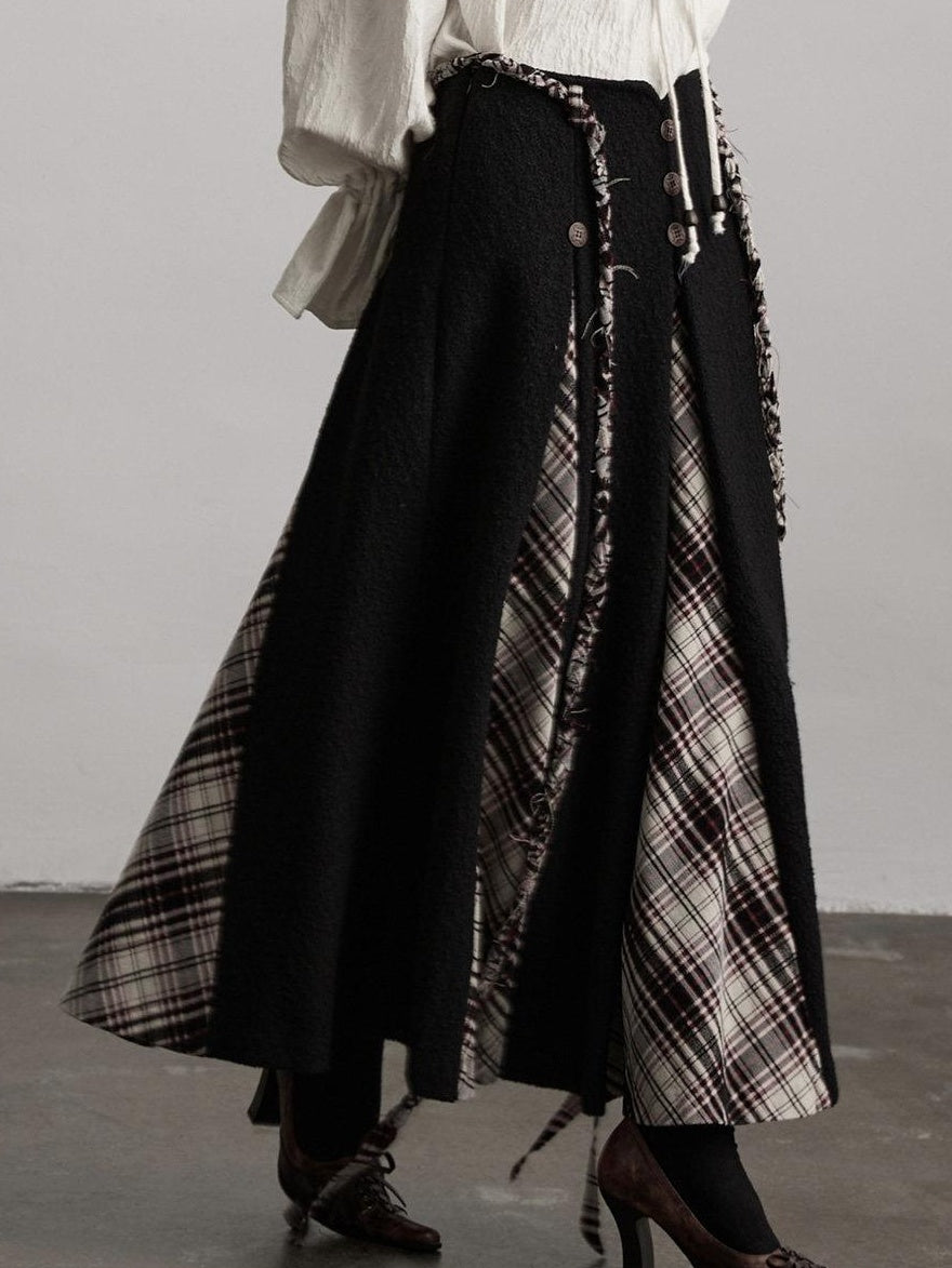 INDULGE No Iron Vintage Knitted A Line Wool Blend Elastic Waist Casual Women Maxi Skirts