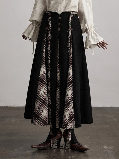 INDULGE No Iron Vintage Knitted A Line Wool Blend Elastic Waist Casual Women Maxi Skirts