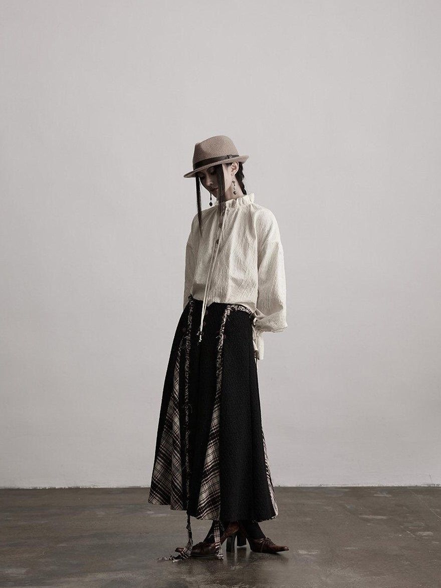 INDULGE No Iron Vintage Knitted A Line Wool Blend Elastic Waist Casual Women Maxi Skirts