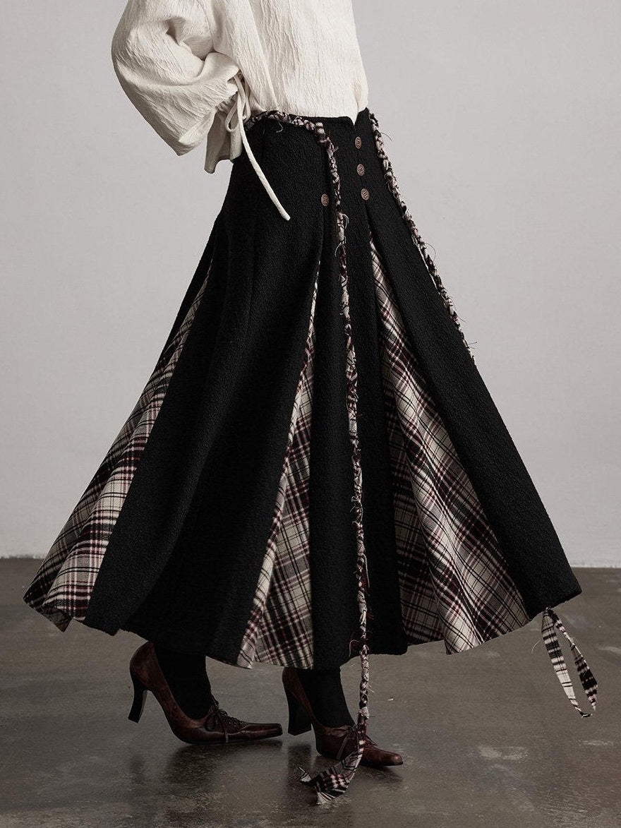 INDULGE No Iron Vintage Knitted A Line Wool Blend Elastic Waist Casual Women Maxi Skirts