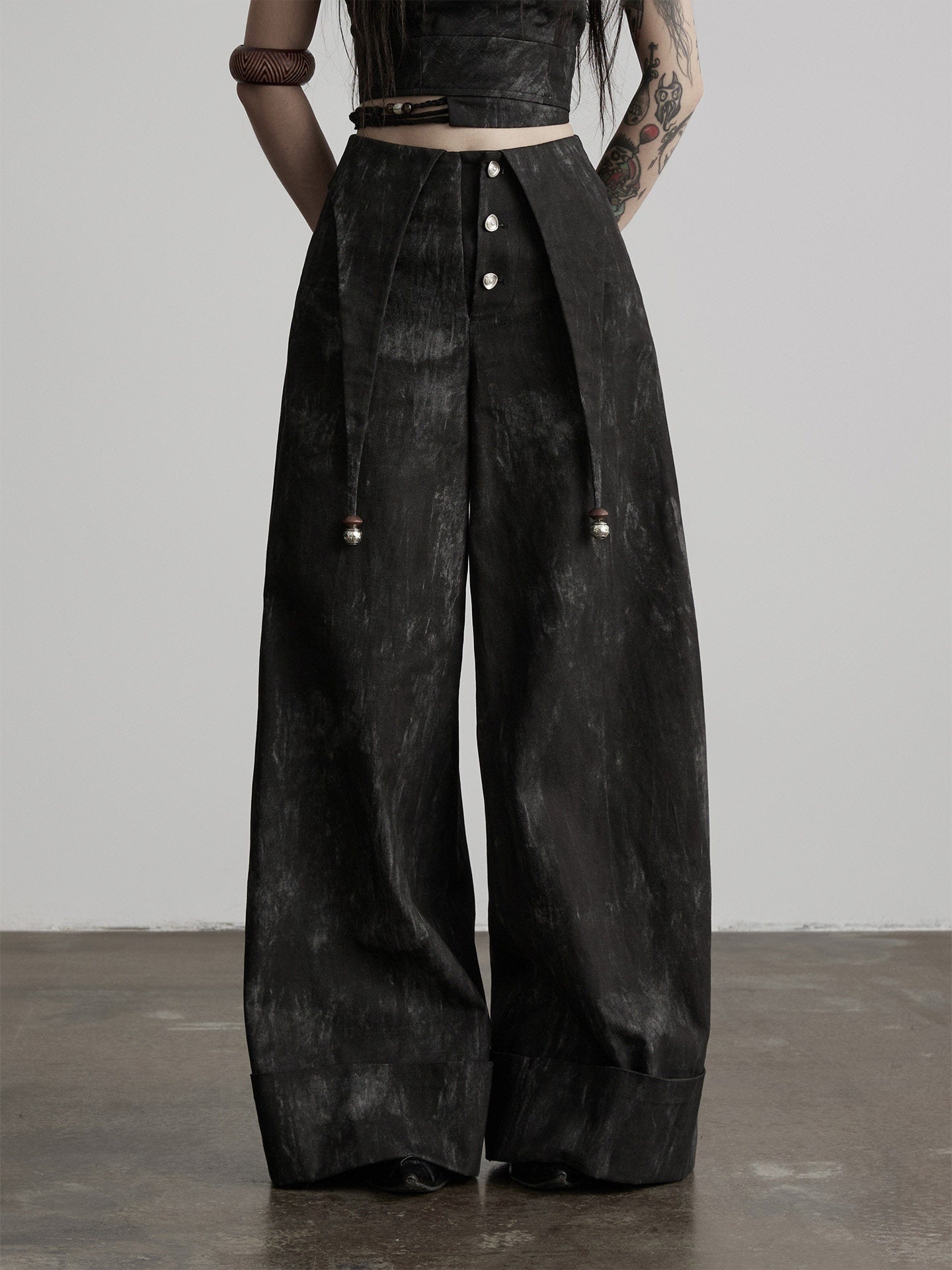 INDULGE Non Deforming Casual Pockets Natural Waist Women 100% Cotton Wide-Leg Pants