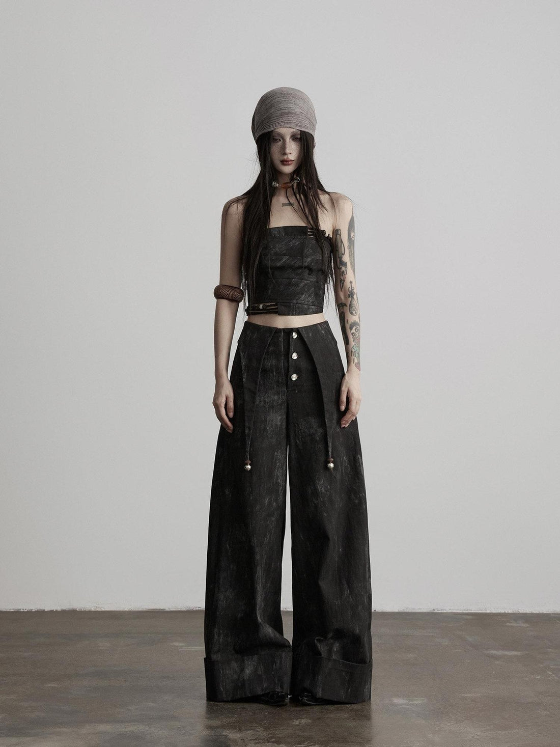 INDULGE Non Deforming Casual Pockets Natural Waist Women 100% Cotton Wide-Leg Pants