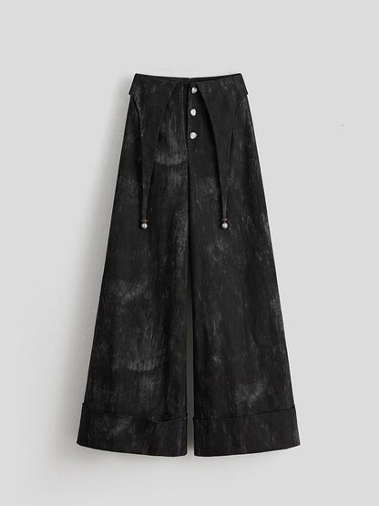 INDULGE Non Deforming Casual Pockets Natural Waist Women 100% Cotton Wide-Leg Pants