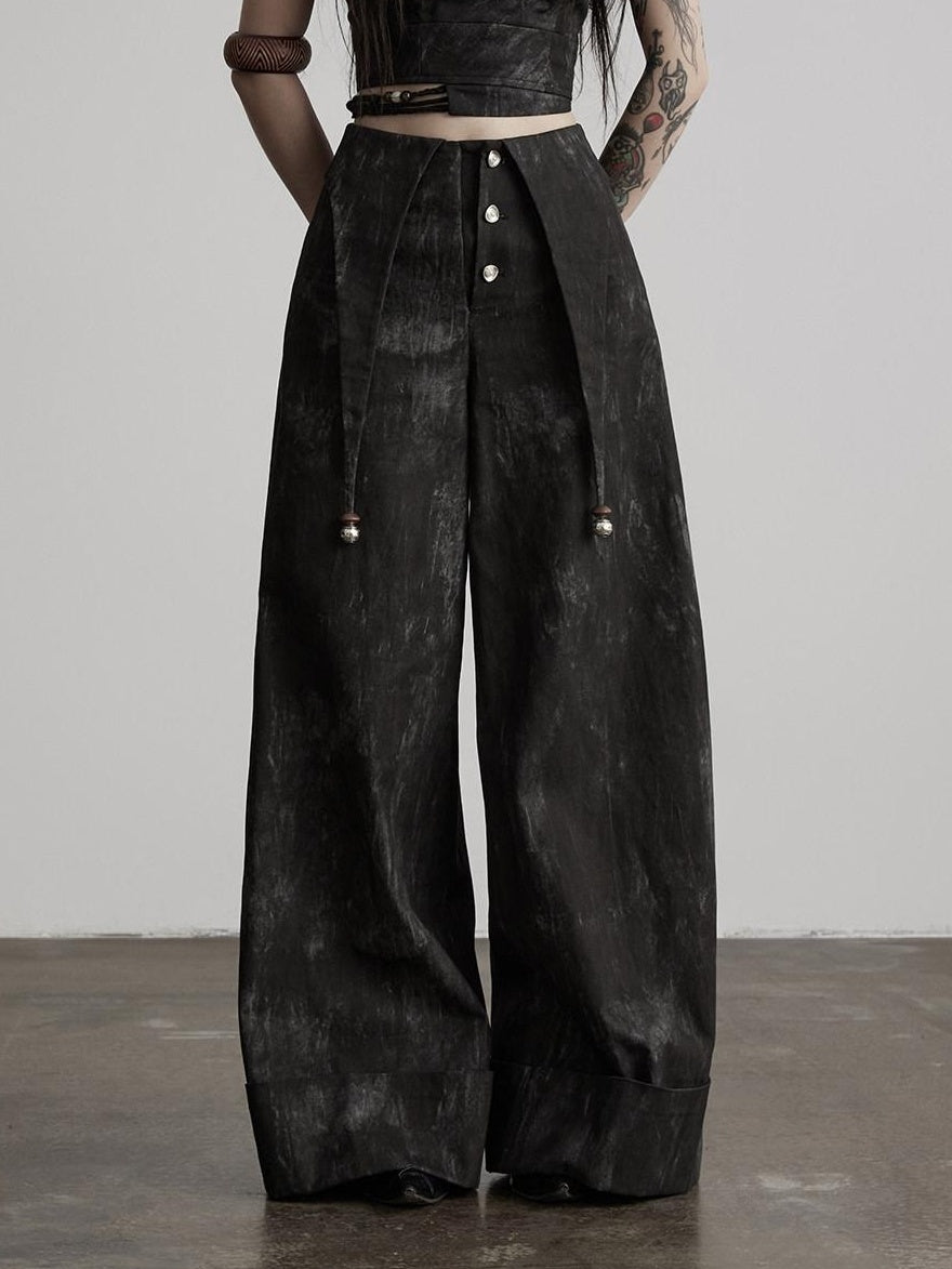INDULGE Non Deforming Casual Pockets Natural Waist Women 100% Cotton Wide-Leg Pants