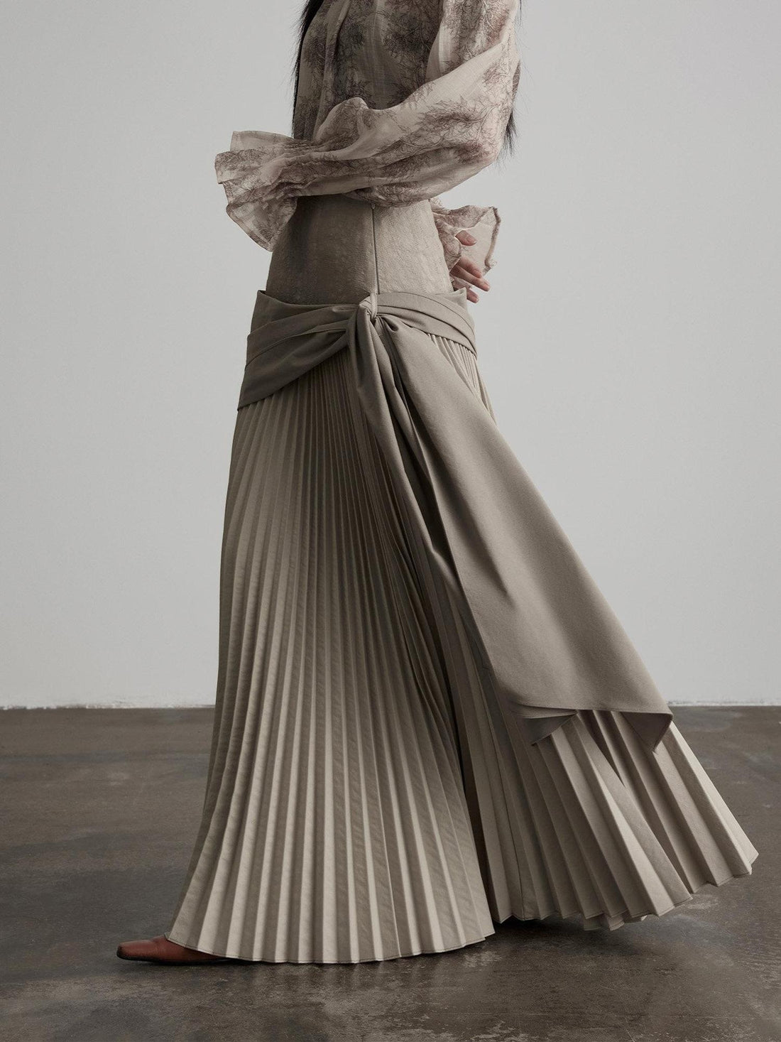 INDULGE Non Deforming Patchwork A Line Casual Women Mid Waist Side Zipper Pleated Skirts