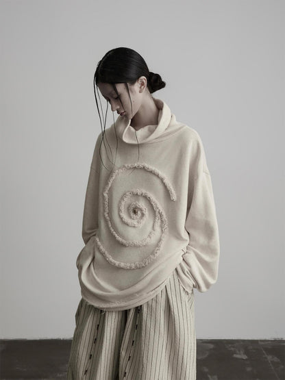 INDULGE Off White High Neck Embroidered Patchwork Loose Fit Women&