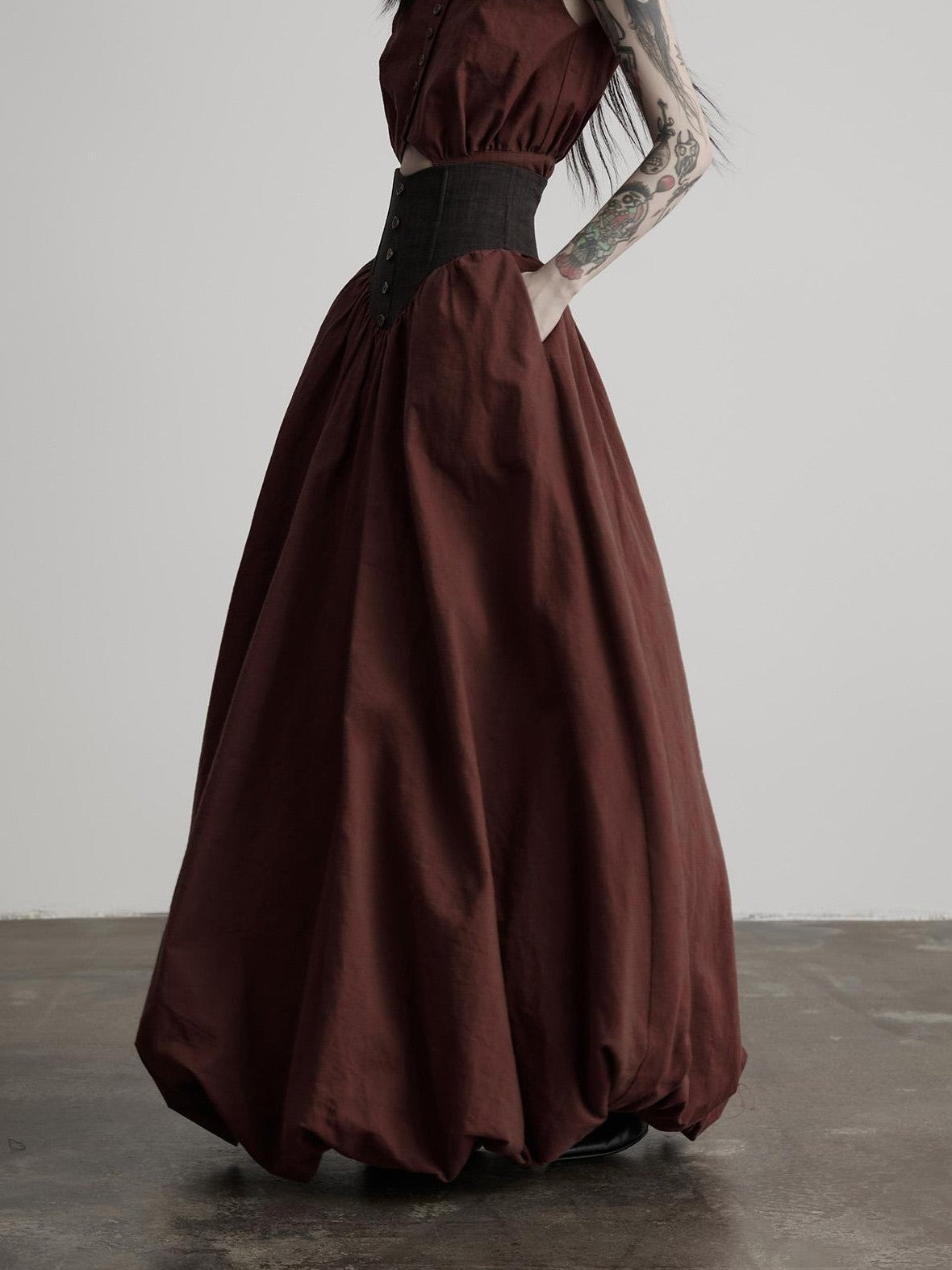 INDULGE Ombre Spun Yarn Patchwork Waist Belt A Line Women&