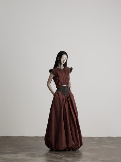 INDULGE Ombre Spun Yarn Patchwork Waist Belt A Line Women&