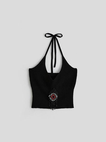 INDULGE Original 3D Embellished Slim V-neck Lyocell Stretchy Casual Women Camisoles