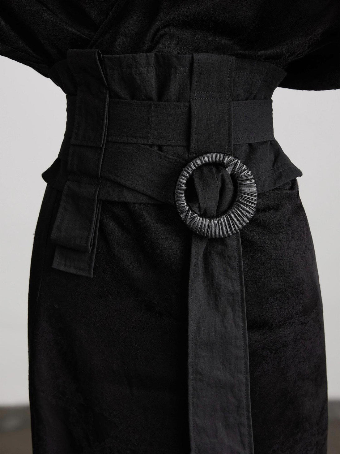 INDULGE Patchwork Detail Slim Fit Original Design Women Solid Black S M L Waist Belts
