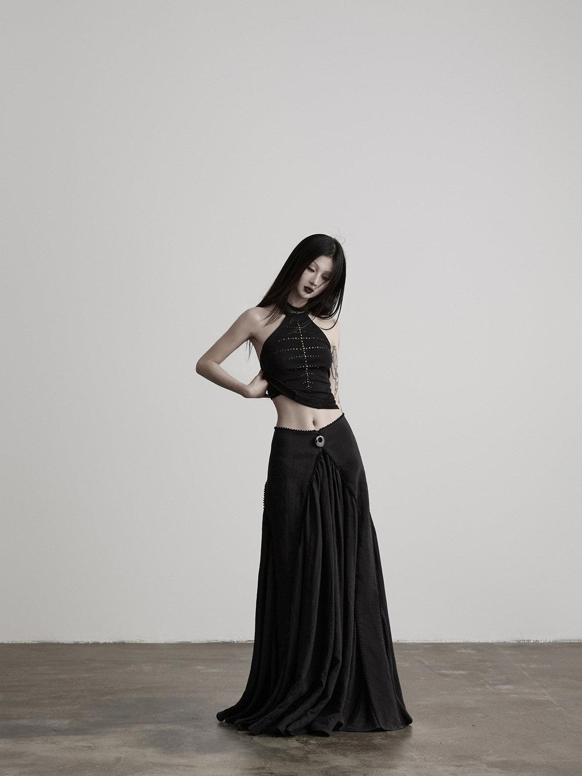 INDULGE Pleated Asymmetric Waist Draped Women&