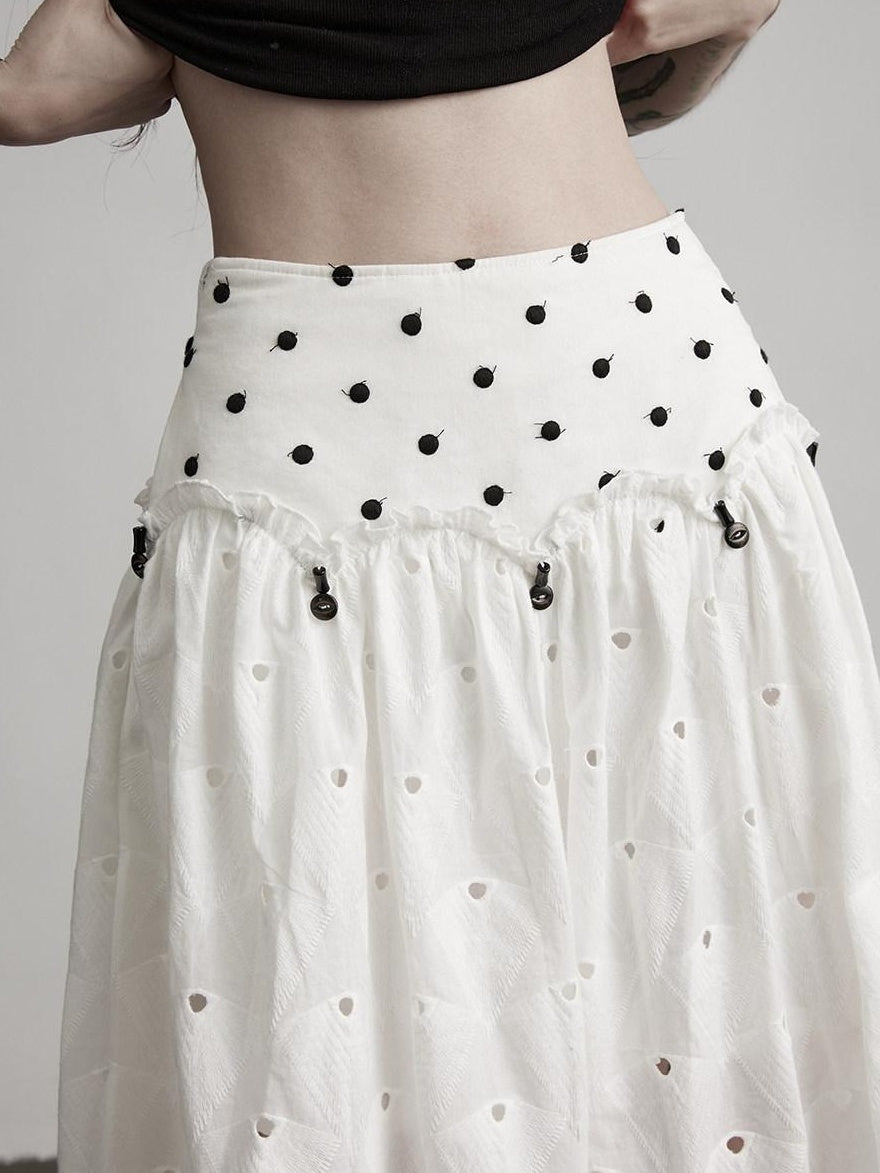 INDULGE Pure Cotton Patchwork Pockets Natural Waist Zipper Women White Wide-Leg Pants